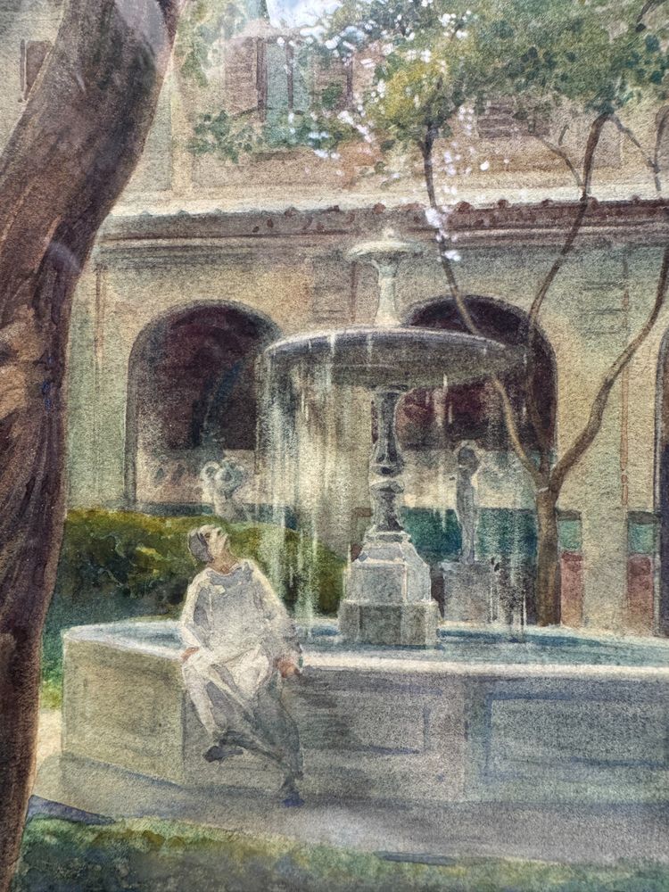 Jean Victor Foussier (1886-1950) - At the Beaux Arts in Paris, The Murier Courtyard, 1908