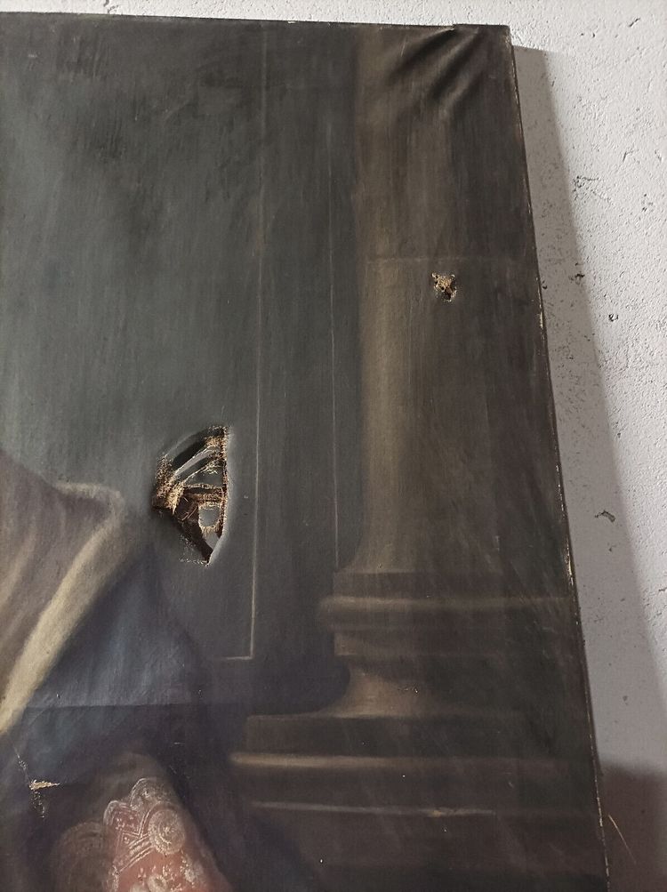 Porträt von Pierre Le Breton. Großes Öl auf Leinwand, signiert EM. GIRAUD