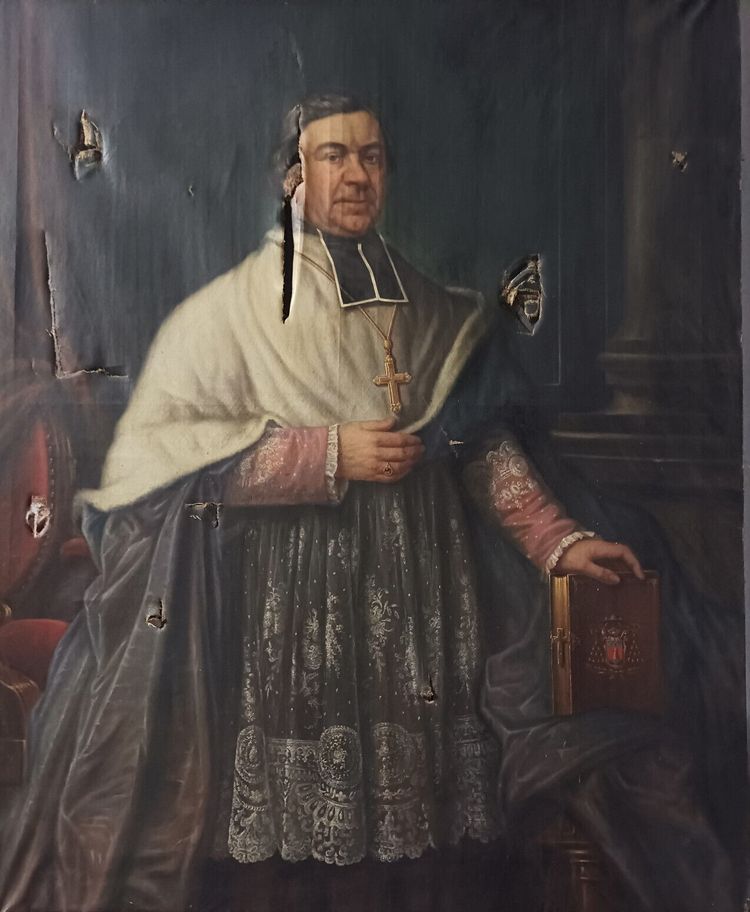 Porträt von Pierre Le Breton. Großes Öl auf Leinwand, signiert EM. GIRAUD
