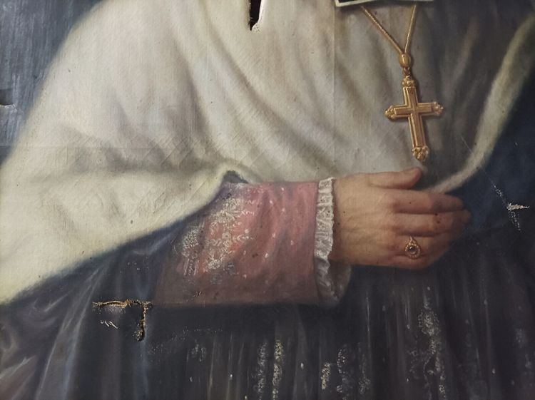 Porträt von Pierre Le Breton. Großes Öl auf Leinwand, signiert EM. GIRAUD