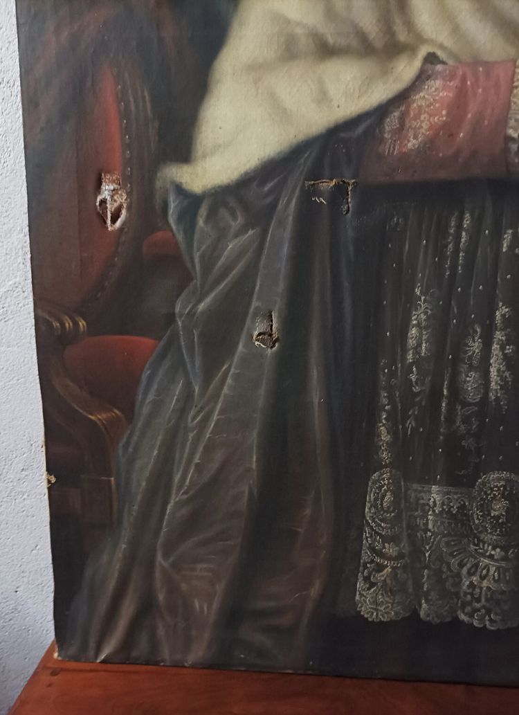 Porträt von Pierre Le Breton. Großes Öl auf Leinwand, signiert EM. GIRAUD
