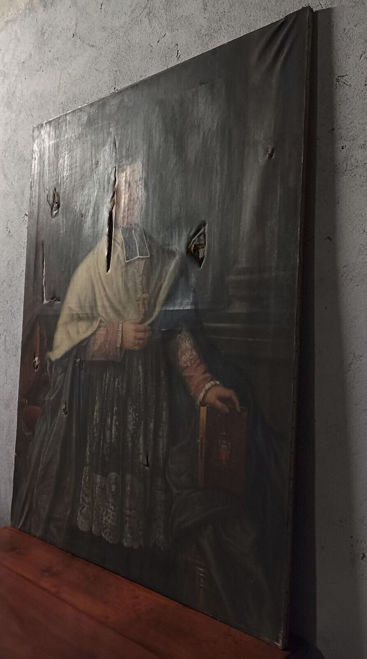 Porträt von Pierre Le Breton. Großes Öl auf Leinwand, signiert EM. GIRAUD