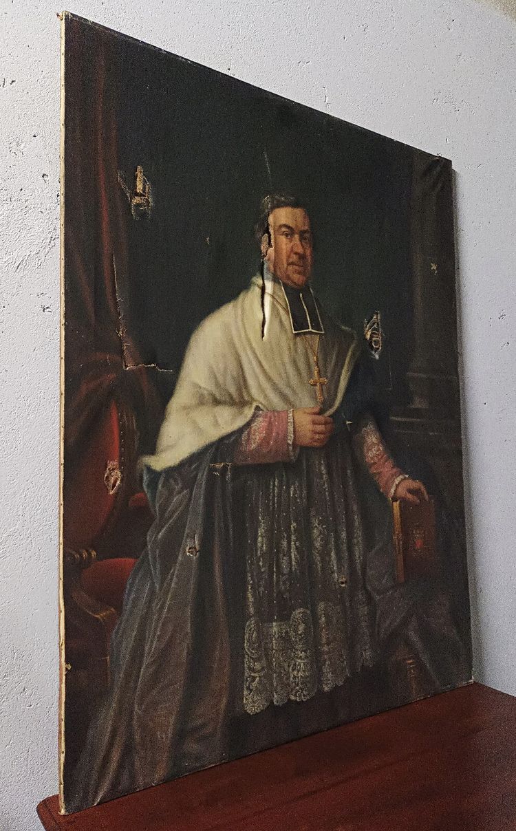 Porträt von Pierre Le Breton. Großes Öl auf Leinwand, signiert EM. GIRAUD