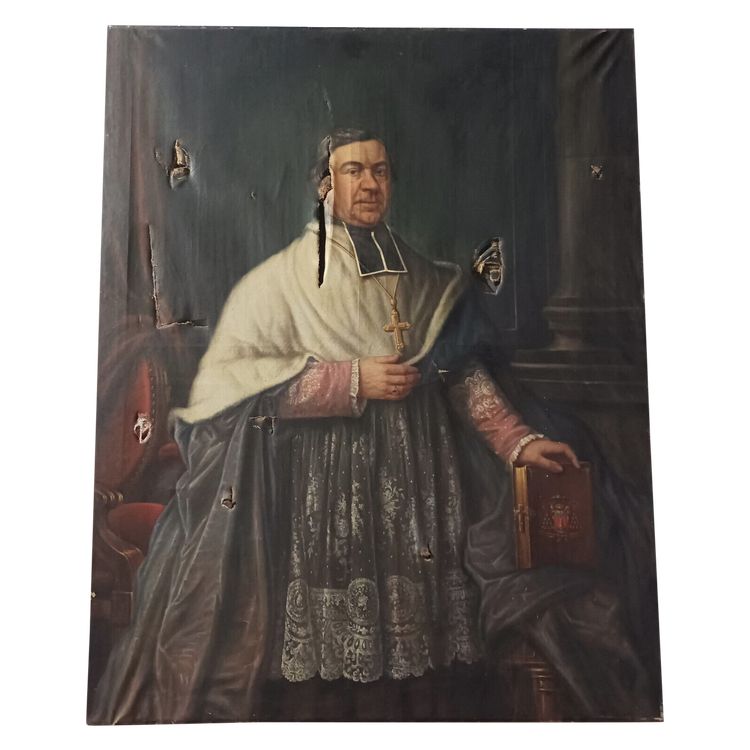Porträt von Pierre Le Breton. Großes Öl auf Leinwand, signiert EM. GIRAUD