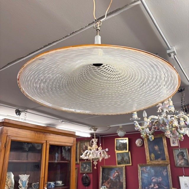 Large Murano Chandelier, 70s, Venini Witch Hat diameter 62 h 70 total