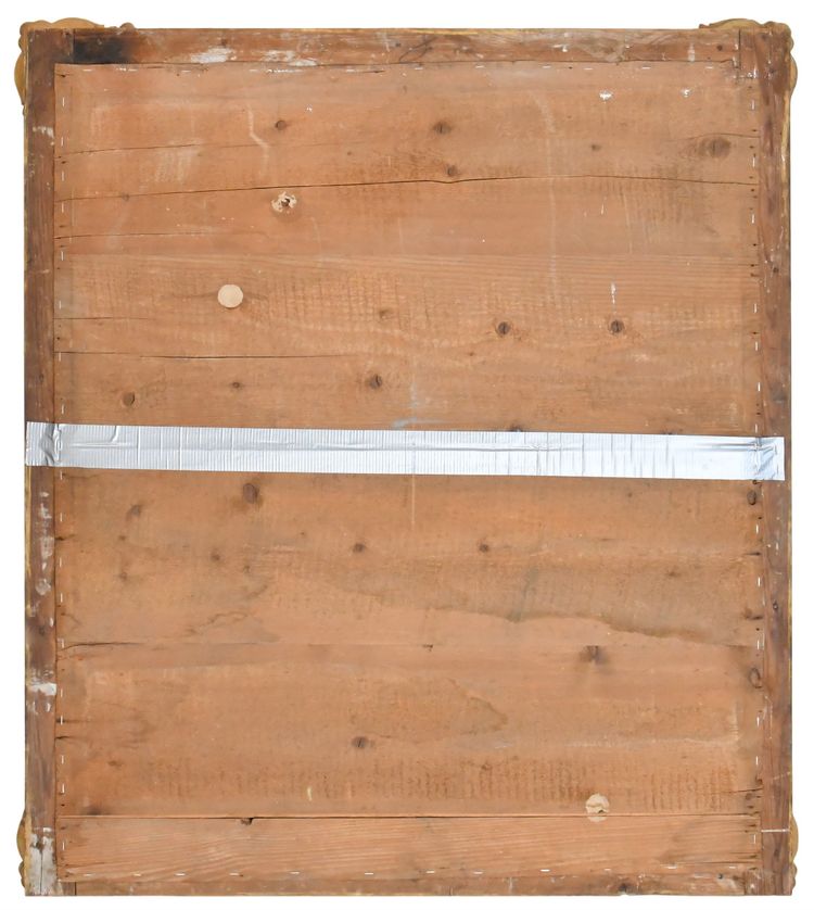 Miroir en bois et stuc doré et gravé  