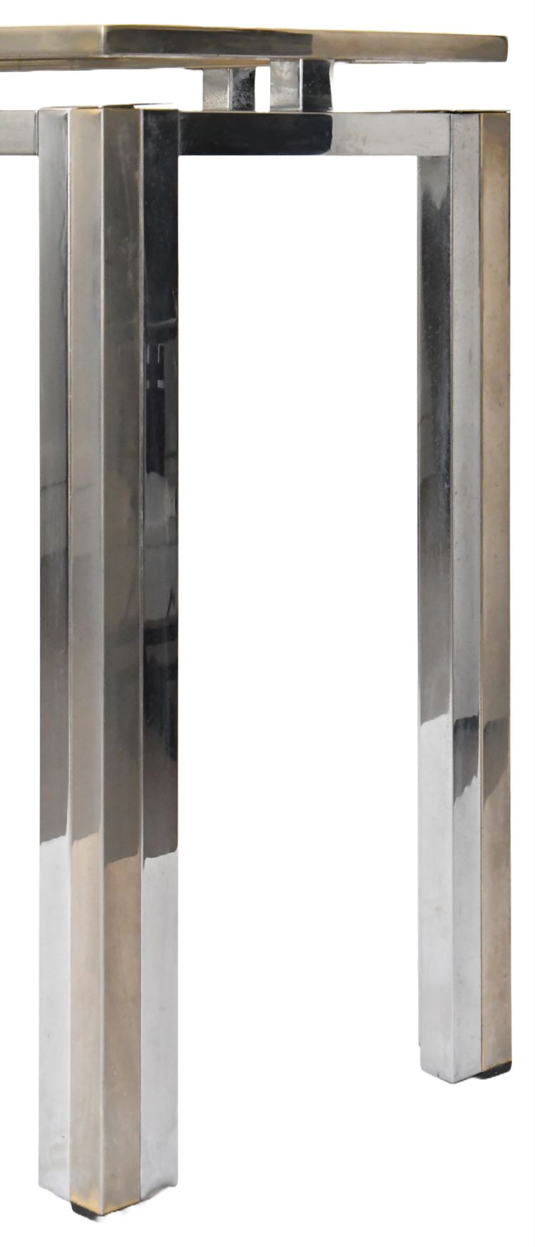 Rectangular console table in brushed steel. Guy Lefèvre for Maison Jansen