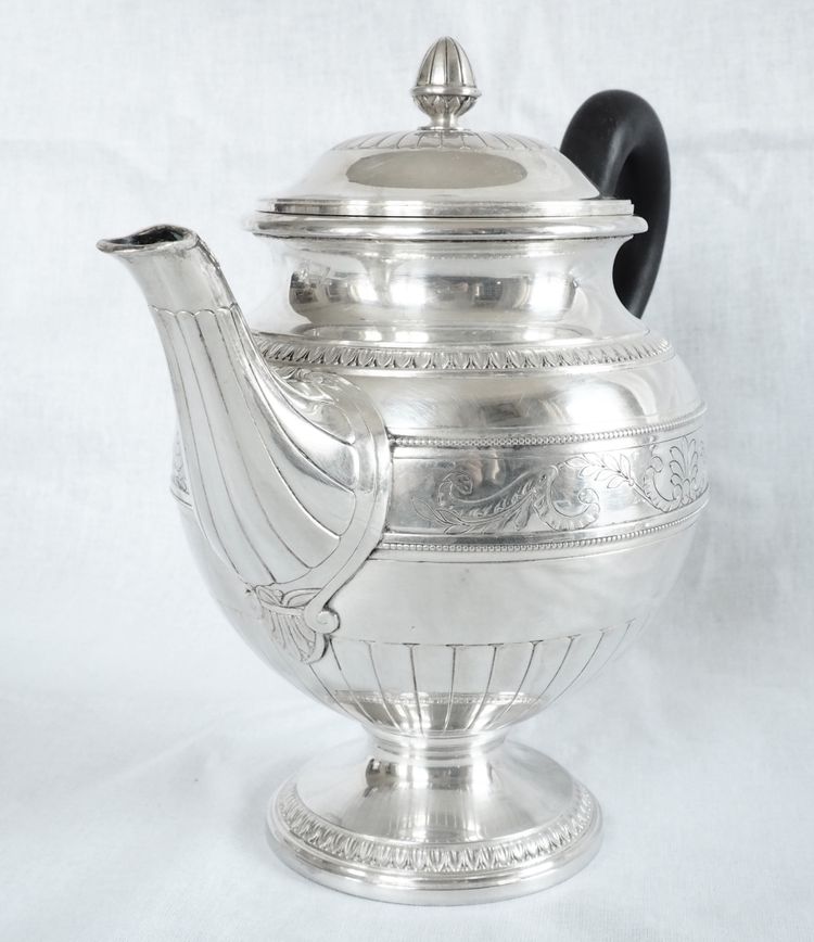 Lapparra: Empire style solid silver teapot - Minerva hallmark - 664g