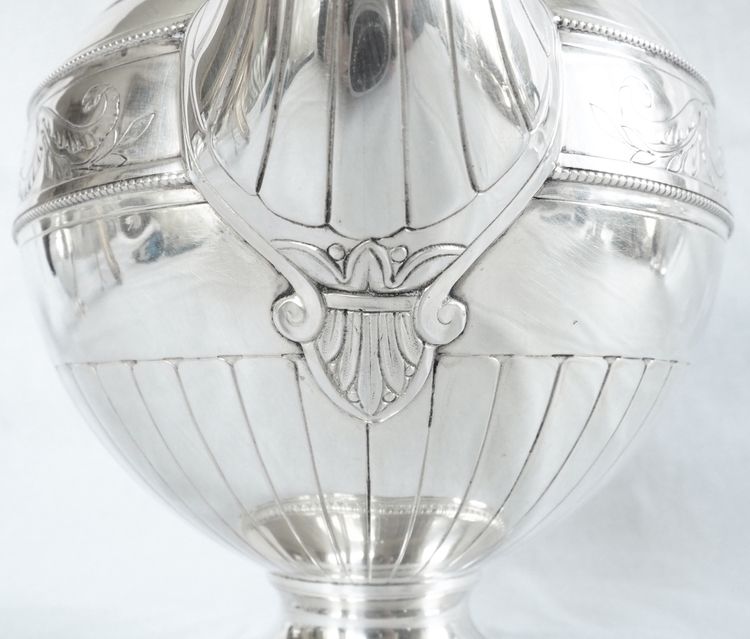 Lapparra: Empire style solid silver teapot - Minerva hallmark - 664g