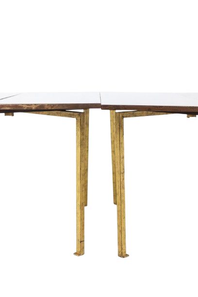 Maison Jansen. Pair of gilded iron console tables. Circa 1970. LS63551756U