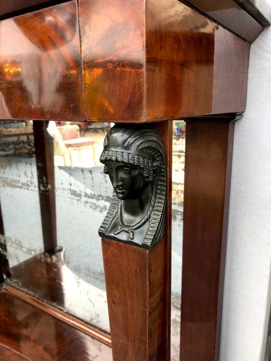 Console En Acajou Et Marbre « retour D’Égypte ». Empire, XIXe Siècle
