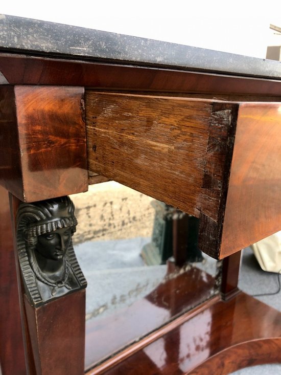 Console En Acajou Et Marbre « retour D’Égypte ». Empire, XIXe Siècle