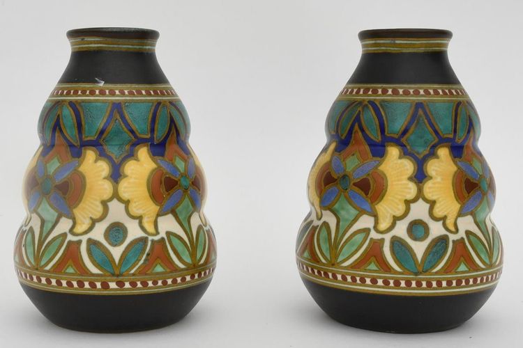 Pair of Gouda vases