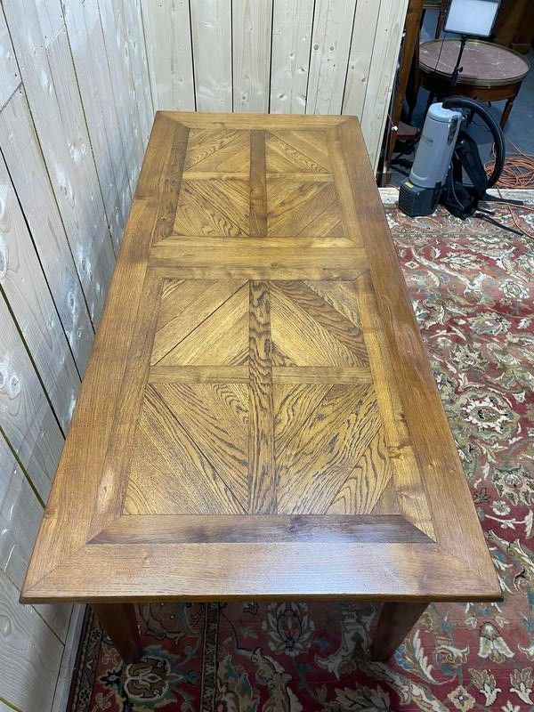 Table de ferme en chêne parqueté 