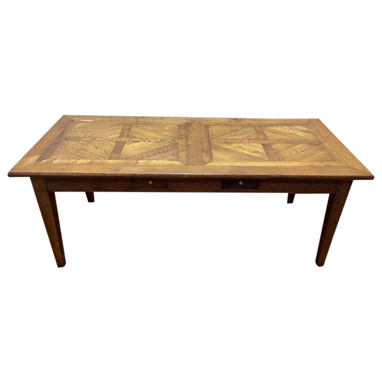 Table de ferme en chêne parqueté 