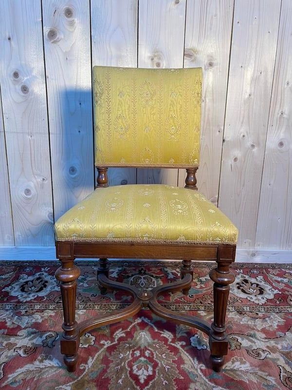 Continuation of 6 Napoleon III chairs in walnut and fabric