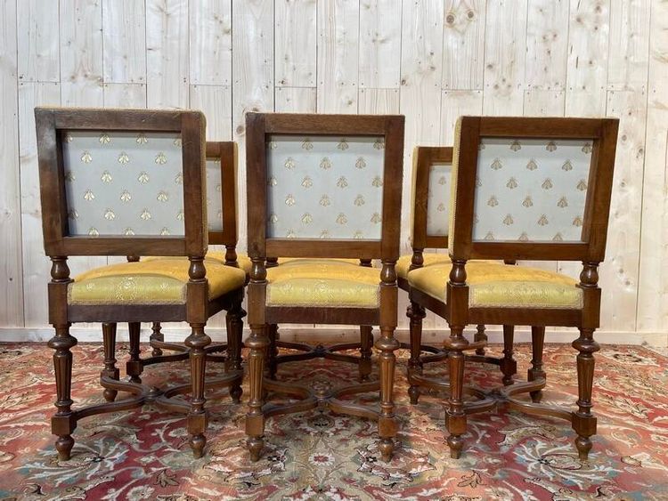 Continuation of 6 Napoleon III chairs in walnut and fabric