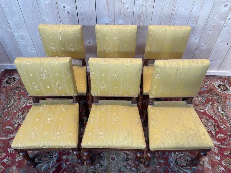 Continuation of 6 Napoleon III chairs in walnut and fabric