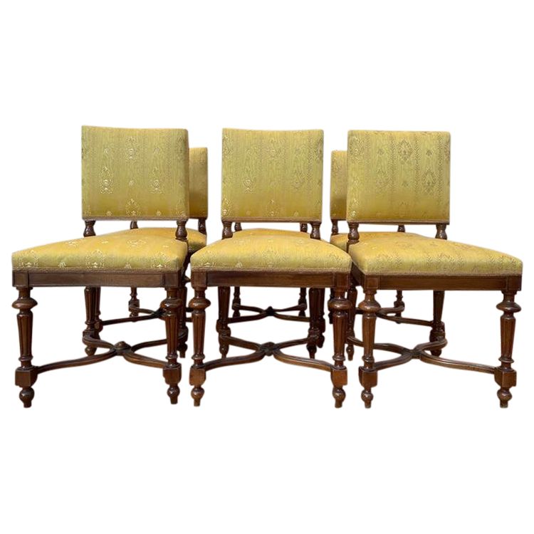 Continuation of 6 Napoleon III chairs in walnut and fabric