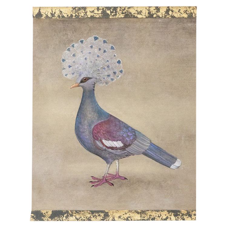 Toile peinte représentant un pigeon huppé. Contemporain. LS6340406A