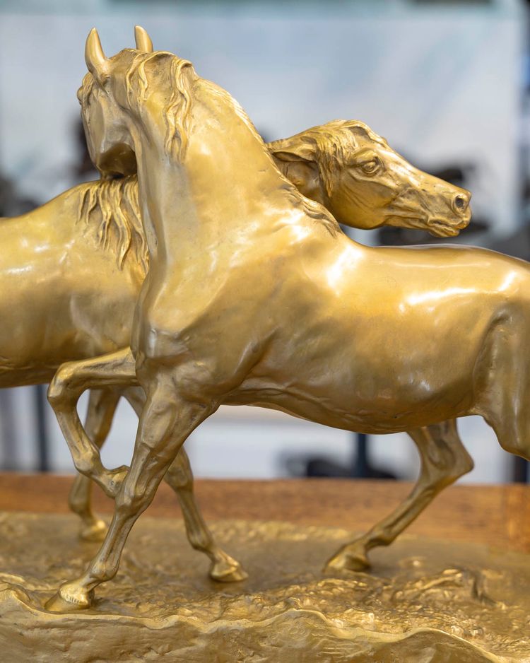 Sculpture - Group Of Arabian Horses , Pierre-Jules Mêne (1810-1879) ​​​​​​​- Bronze