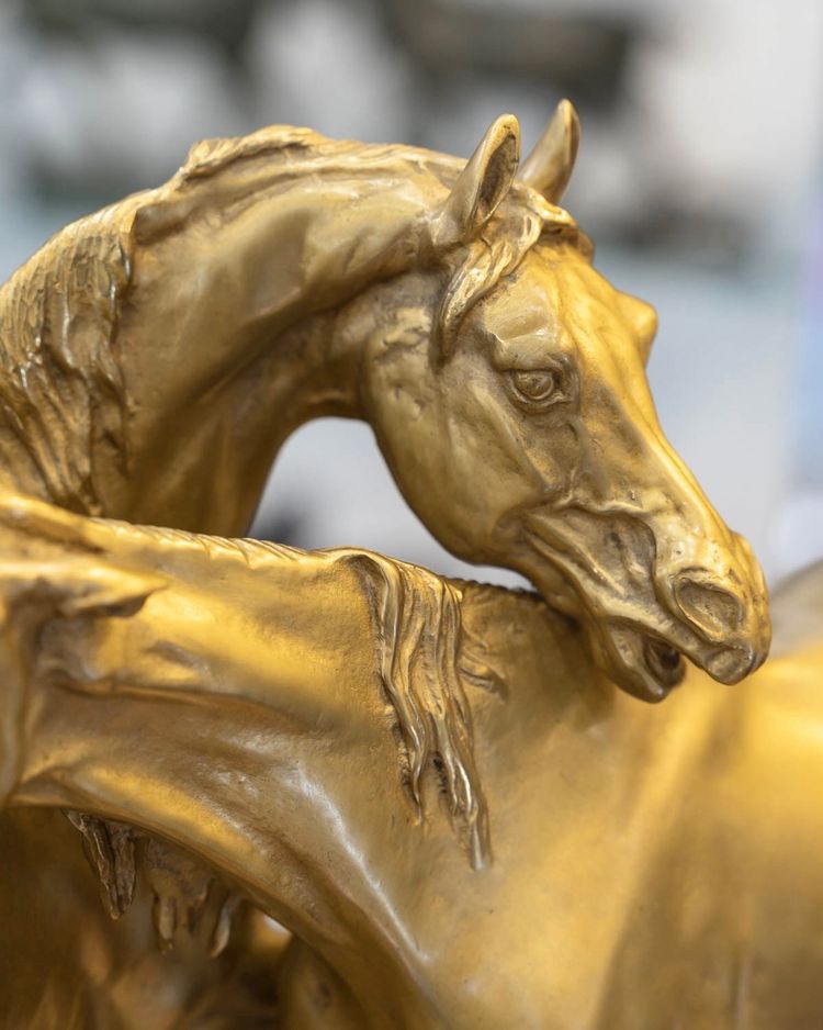 Sculpture - Group Of Arabian Horses , Pierre-Jules Mêne (1810-1879) ​​​​​​​- Bronze