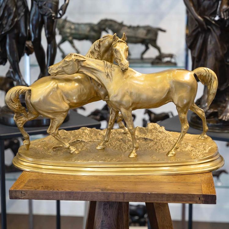 Sculpture - Group Of Arabian Horses , Pierre-Jules Mêne (1810-1879) ​​​​​​​- Bronze