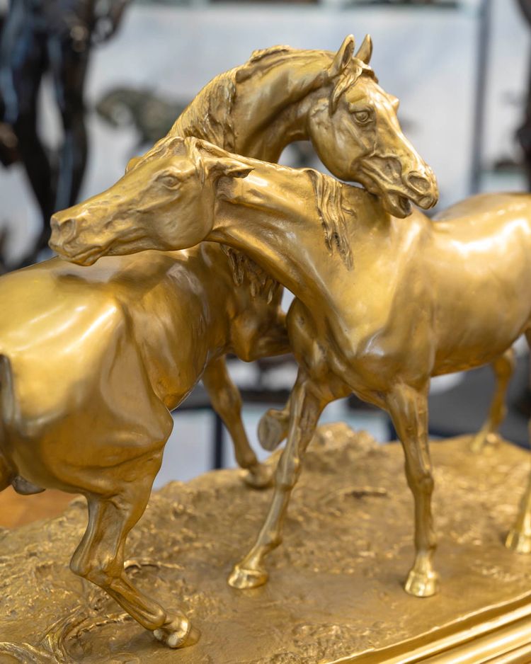 Sculpture - Group Of Arabian Horses , Pierre-Jules Mêne (1810-1879) ​​​​​​​- Bronze