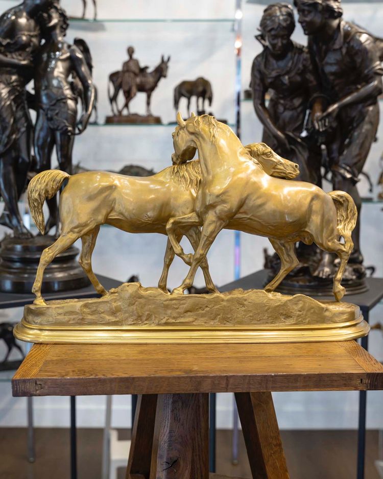 Sculpture - Group Of Arabian Horses , Pierre-Jules Mêne (1810-1879) ​​​​​​​- Bronze