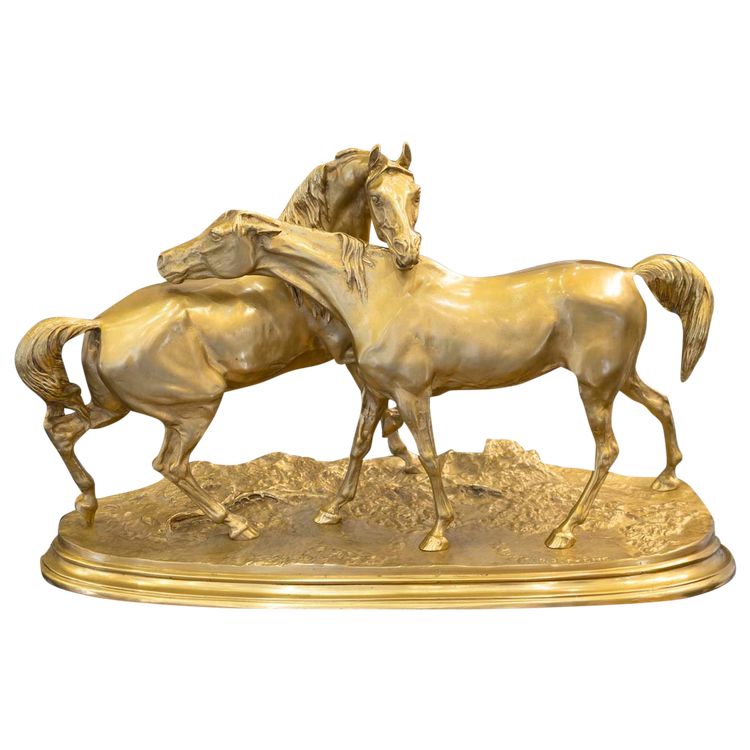 Sculpture - Group Of Arabian Horses , Pierre-Jules Mêne (1810-1879) ​​​​​​​- Bronze