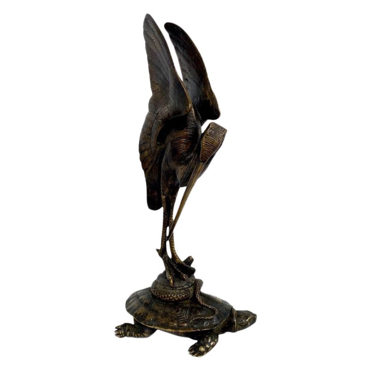 Augustin CAIN (1822-1894) "Turtle, Snake and Wader" in bronze