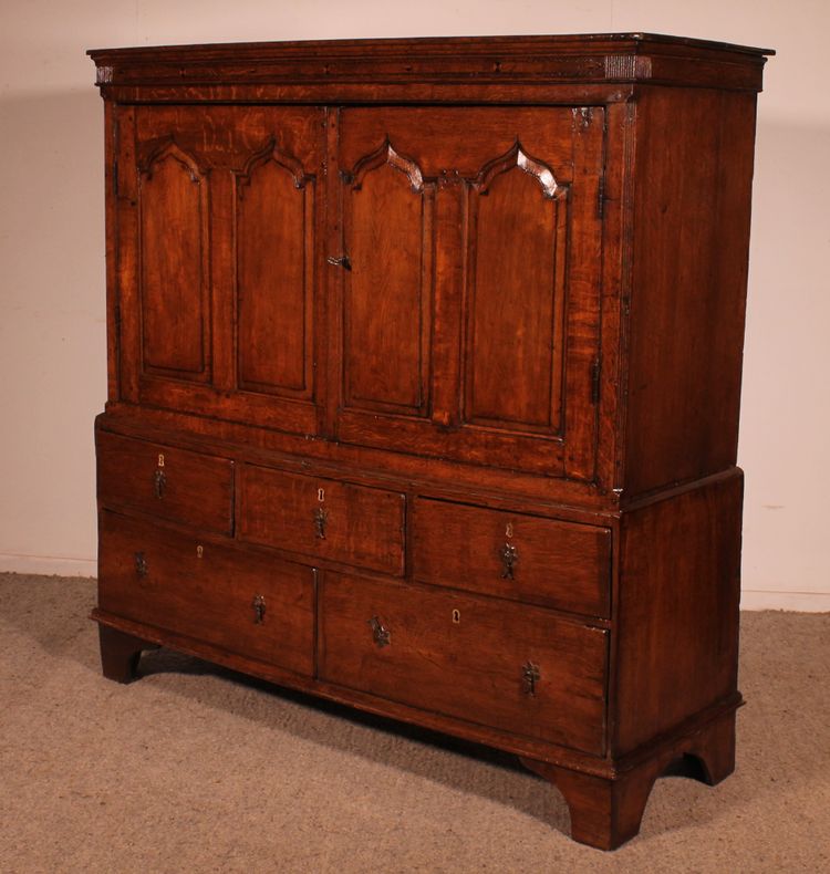 Buffet 2 Corps Dit Cupboard En Chêne - 18° Siècle