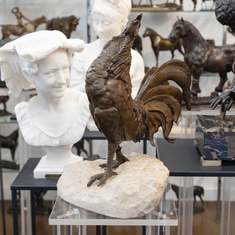 Sculpture - Le Coq , Victor Rousseau (1865-1954) - Bronze