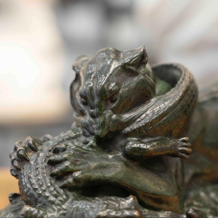 Sculpture - Tiger Devouring A Gharial , Antoine-louis Barye (1795-1875) - Bronze