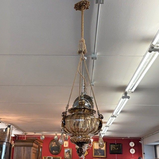 Lustre ancien en verre de Murano Vittorio Zecchin Liberty années 1930 Taille H 95.