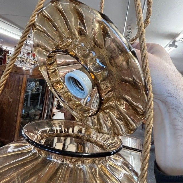 Lustre ancien en verre de Murano Vittorio Zecchin Liberty années 1930 Taille H 95.