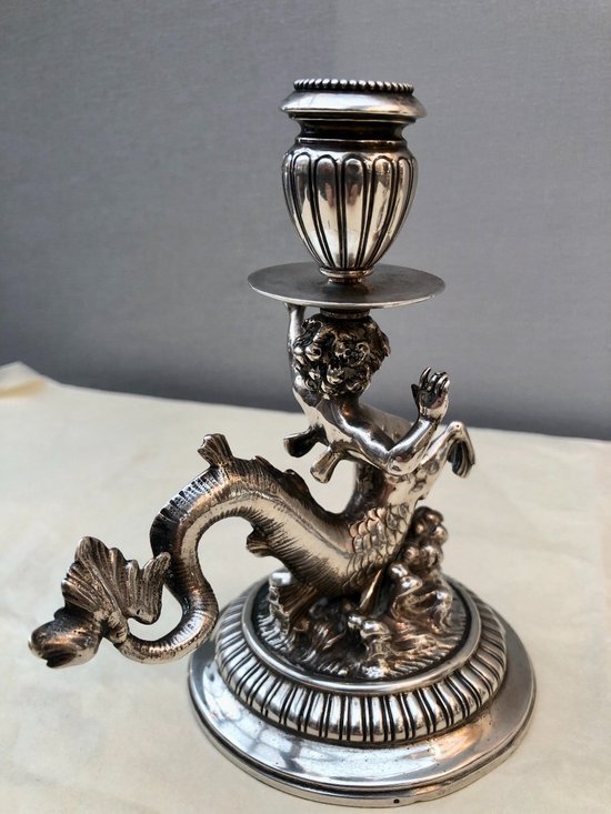 Coppia Di Candelieri In Argento 925, XIX Secolo