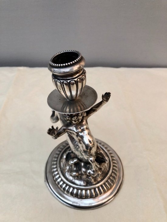 Coppia Di Candelieri In Argento 925, XIX Secolo