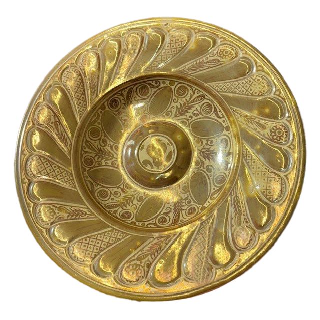 Assiette antique en majolique à lustre doré par Ulisse Cantagalli, fin du 19e siècle. Peinture mauresque. Florence cm 26