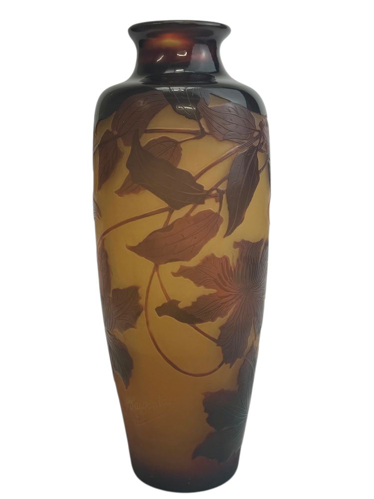 Paul Nicolas - D'Argental vase à décor de clématites 