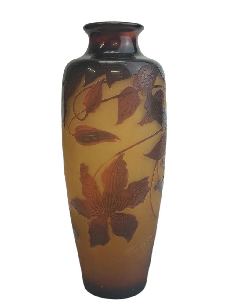 Paul Nicolas - D'Argental vase à décor de clématites 