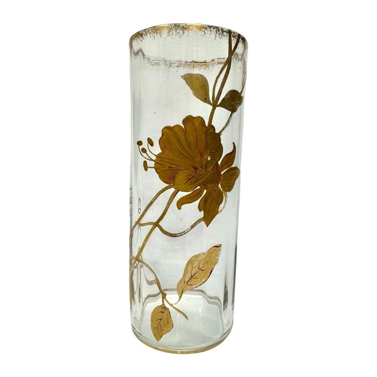 Baccarat - Vaso con decoro floreale dipinto in oro