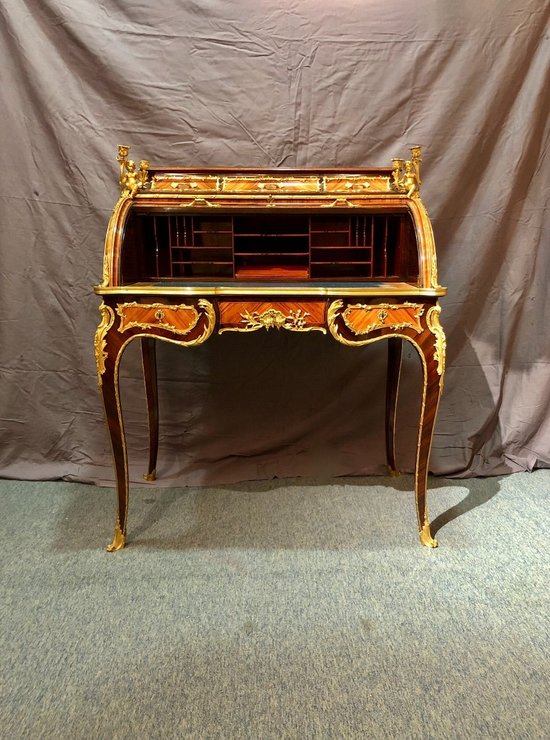 Bureau Cylindre De Milieu, Circa 1830. Estampille De Charles-guillaume Winckelsen (1812 - 1871)