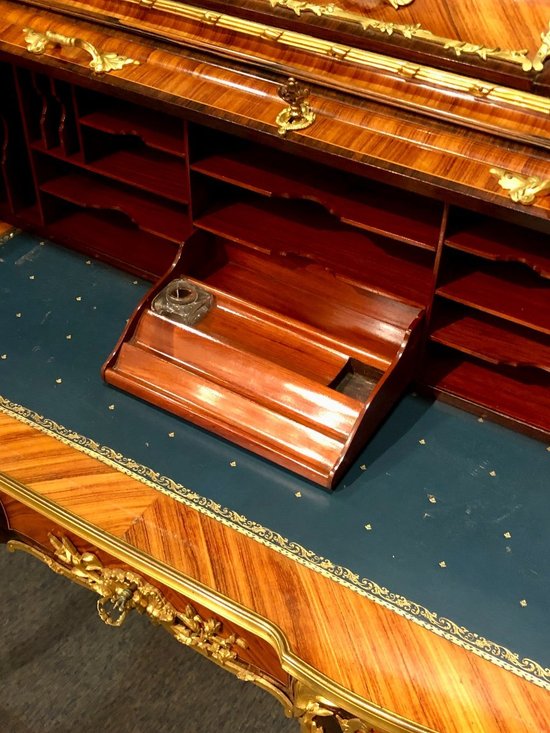 Bureau Cylindre De Milieu, Circa 1830. Estampille De Charles-guillaume Winckelsen (1812 - 1871)