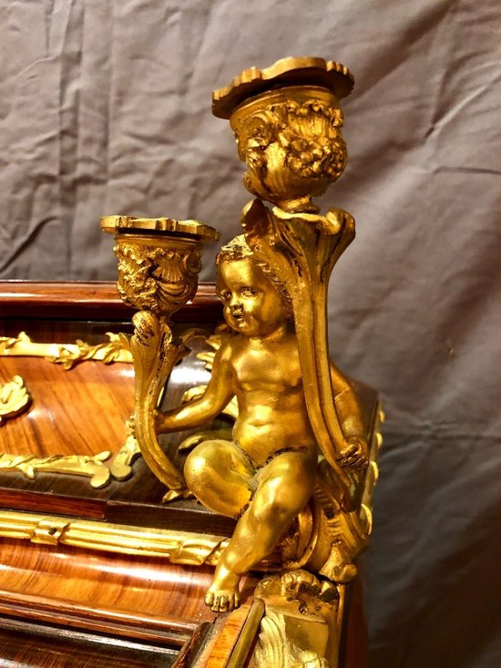 Bureau Cylindre De Milieu, Circa 1830. Estampille De Charles-guillaume Winckelsen (1812 - 1871)