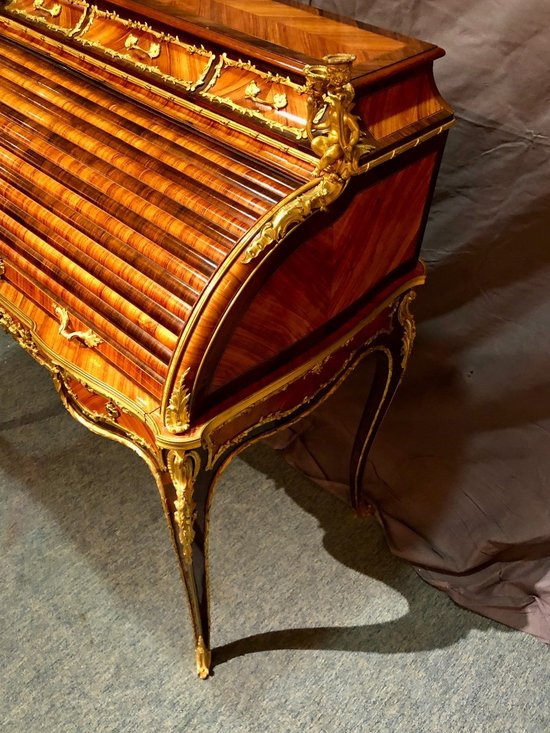 Bureau Cylindre De Milieu, Circa 1830. Estampille De Charles-guillaume Winckelsen (1812 - 1871)