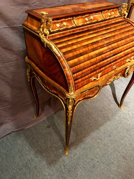 Bureau Cylindre De Milieu, Circa 1830. Estampille De Charles-guillaume Winckelsen (1812 - 1871)