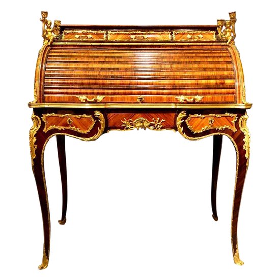 Bureau Cylindre De Milieu, Circa 1830. Estampille De Charles-guillaume Winckelsen (1812 - 1871)