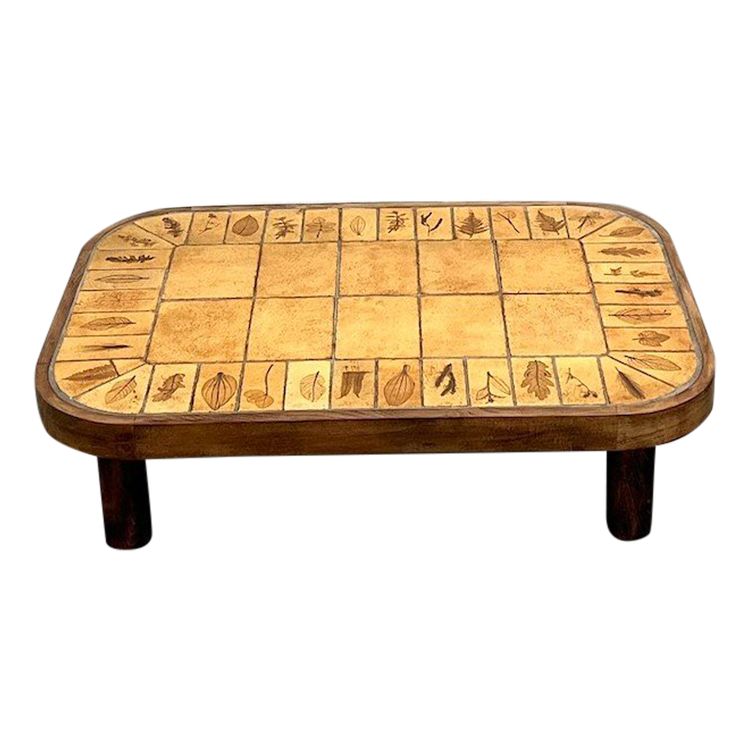 Roger Capron rectangular coffee table, "Herbiers" model