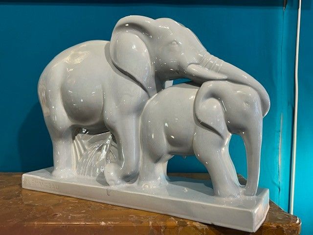 Charles Lemenceau (1905-1980) - Elefante e il suo cucciolo 